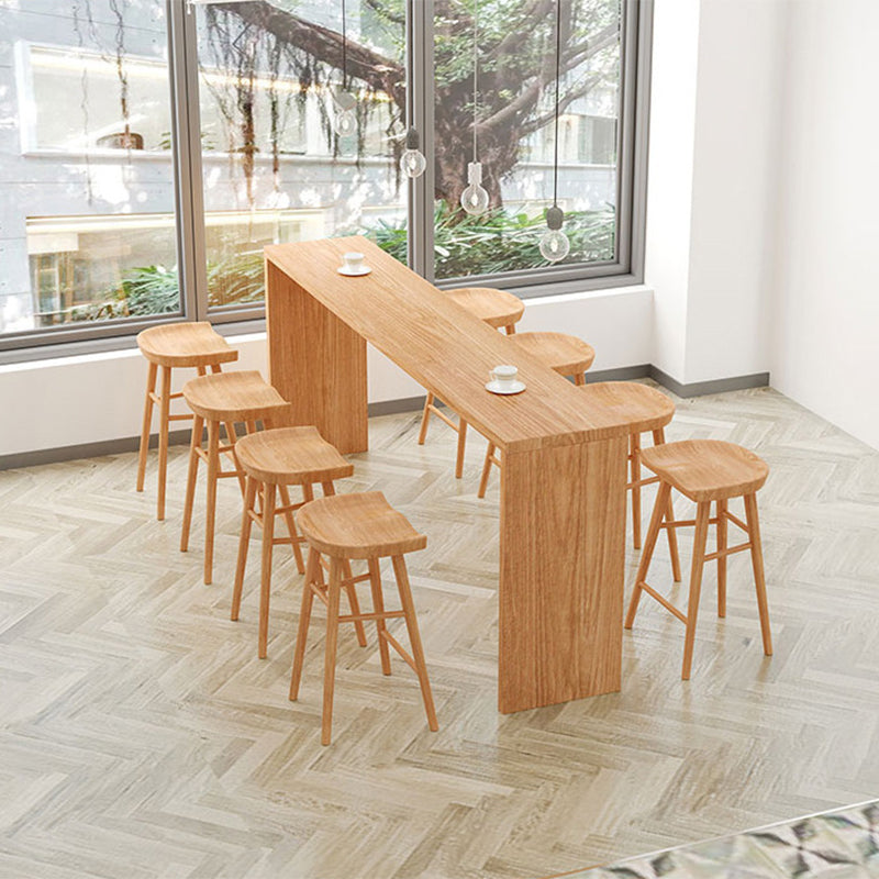 Luxurious Rectangle Pub Table Set 1/5/9 Pieces Wooden Counter Table with Backless Stools