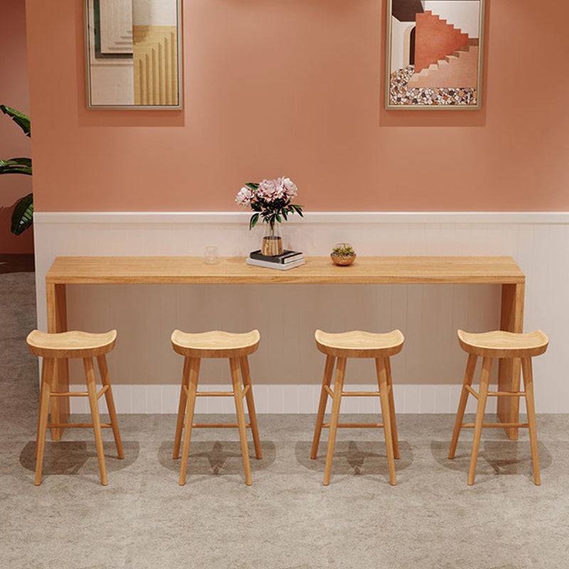 Luxurious Rectangle Pub Table Set 1/5/9 Pieces Wooden Counter Table with Backless Stools