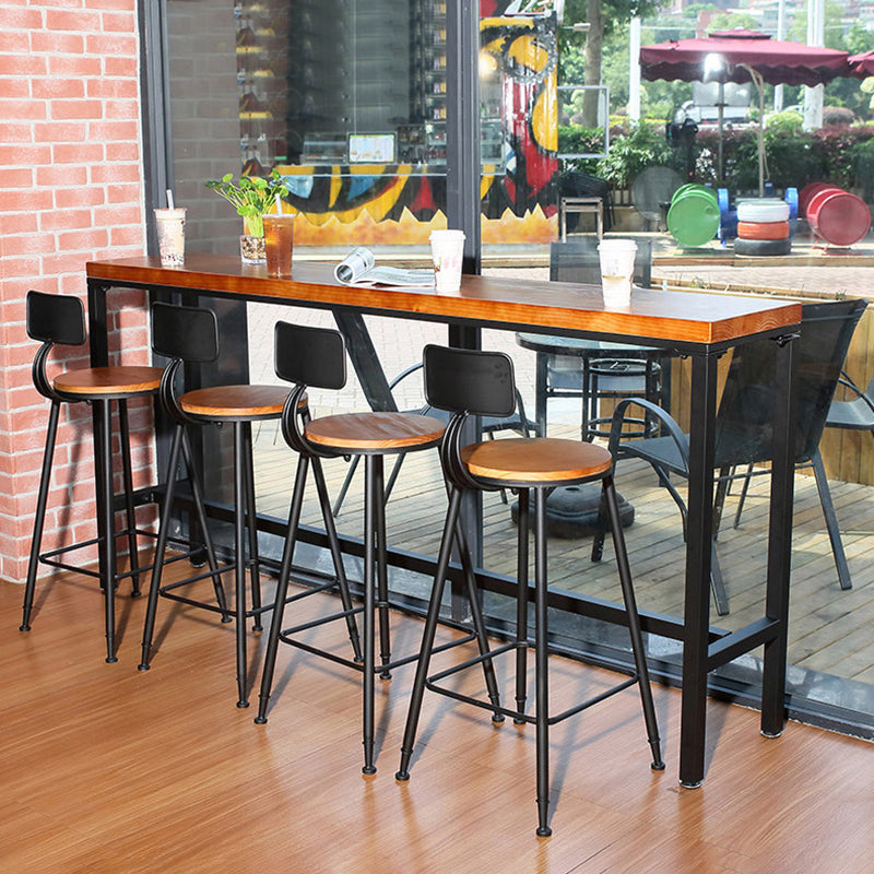 Modern Bar Table Set 1/5 Pieces Rectangle Pine Wood Counter Table with Stools
