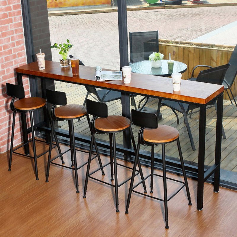 Modern Bar Table Set 1/5 Pieces Rectangle Pine Wood Counter Table with Stools