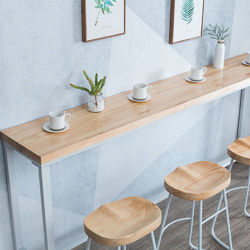 1/5 Pieces Industrial Rectangle Bar Table Set Wooden Counter Table with High Stools