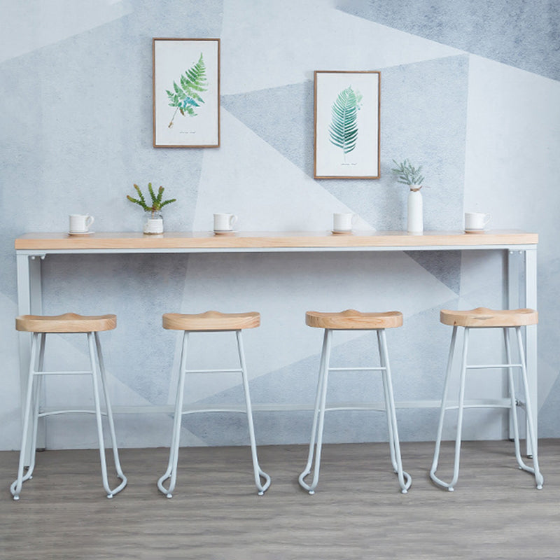 1/5 Pieces Industrial Rectangle Bar Table Set Wooden Counter Table with High Stools