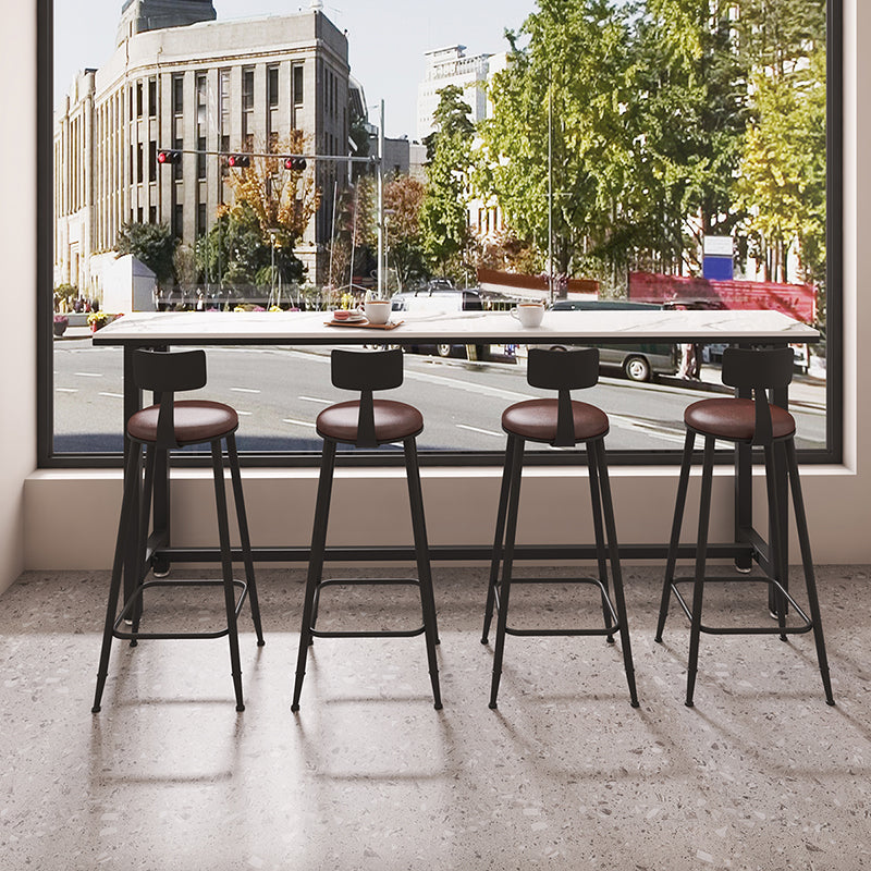 Modern 1/5 Pieces Bar Table Set Rectangle Stone Counter Table with Stools for Cafe