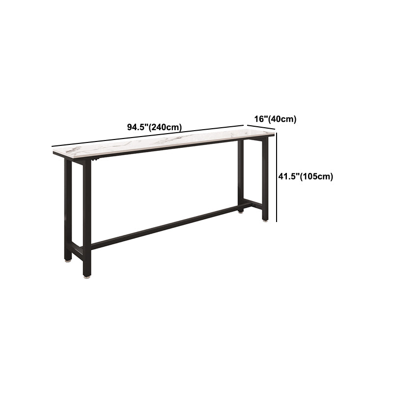 Modern 1/5 Pieces Bar Table Set Rectangle Stone Counter Table with Stools for Cafe