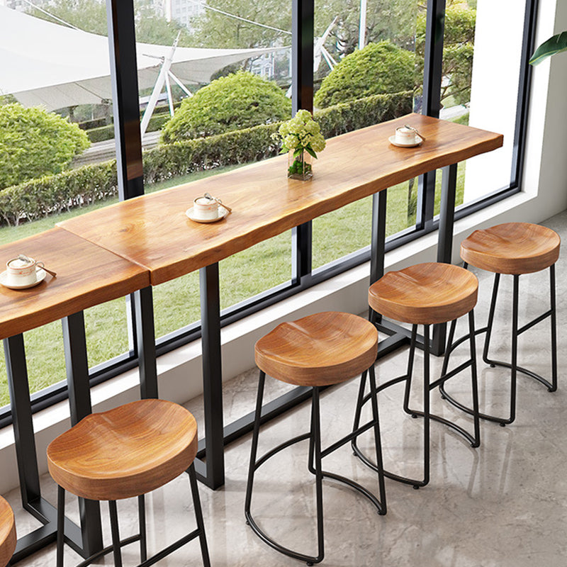 Industrial Rectangle Pub Table Set 1/4/7 Pieces Wooden Counter Table with Backless Stools