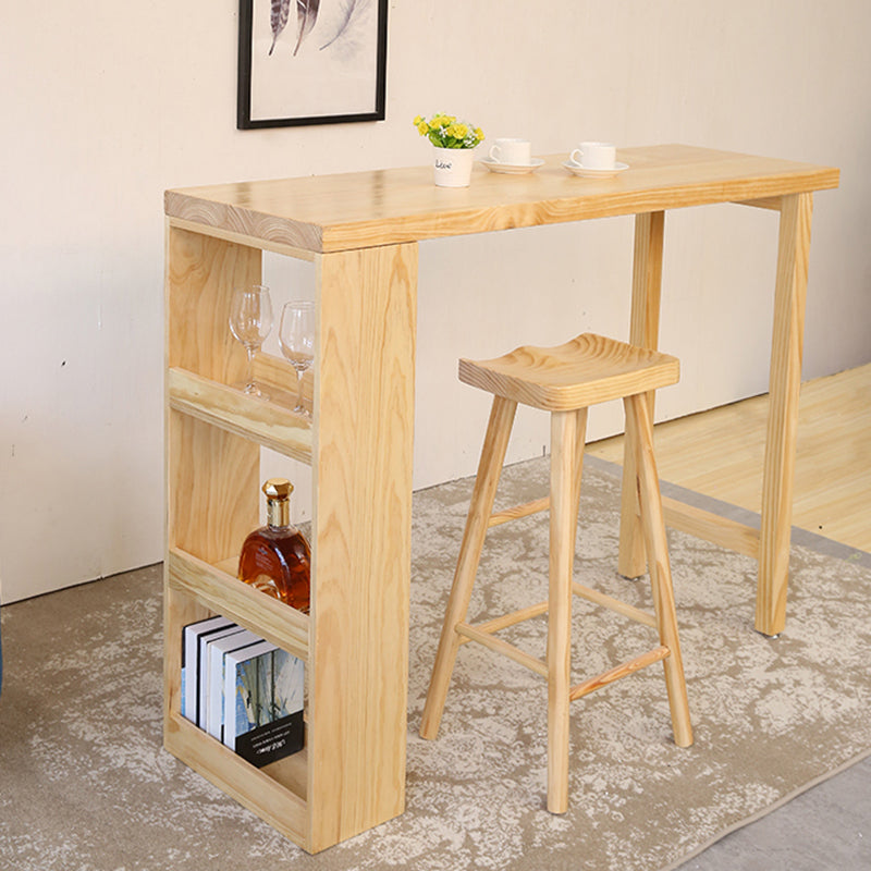 Industrial Bar Table Set 1/2/3 Pieces Rectangle Pine Wood Counter Table for Living Room