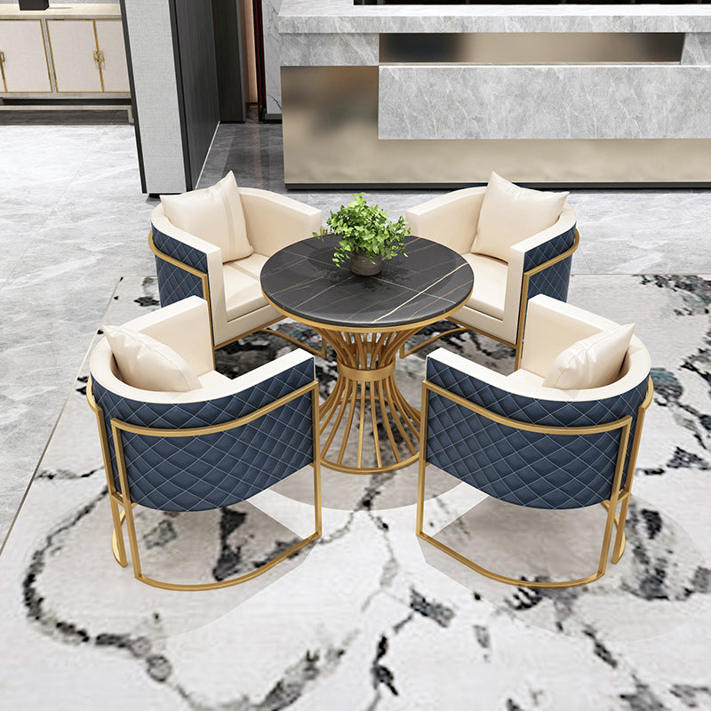 Glam Style Stone Dining Set Round 1/2/3/5 Pieces Dining Set for Home Use