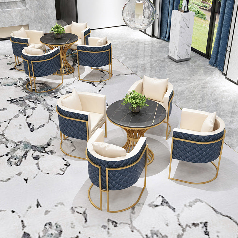 Glam Style Stone Dining Set Round 1/2/3/5 Pieces Dining Set for Home Use