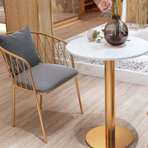 Glam Style Faux Marble Dining Set Round 1/2/3/4/5 Pieces Dining Set for Home Use