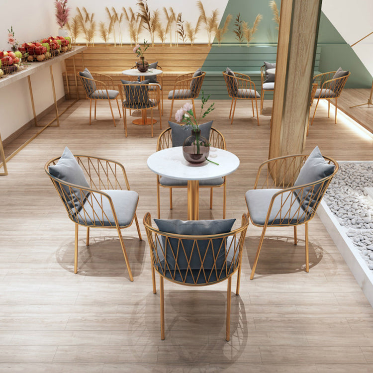 Glam Style Faux Marble Dining Set Round 1/2/3/4/5 Pieces Dining Set for Home Use