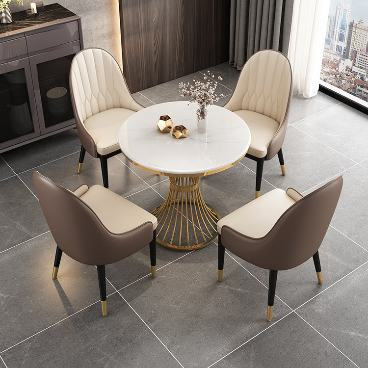 Modern Style Stone Dining Set Round 1/2/3/5 Pieces Dining Set for Home Use