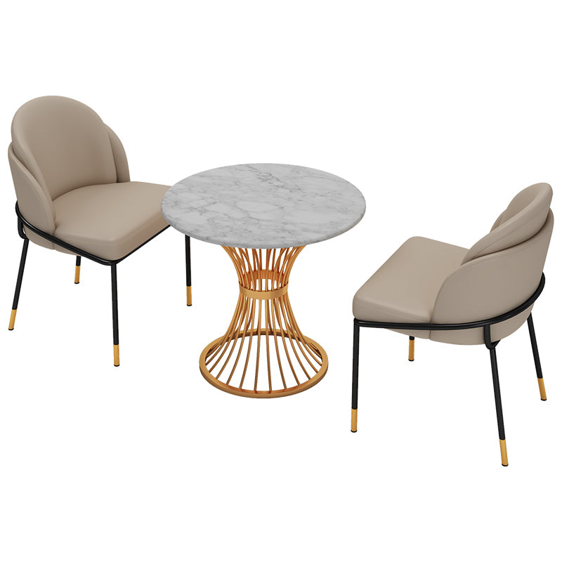 Modern Style Marble Dining Set Round 1/2/3/4/5 Pieces Dining Set for Home Use
