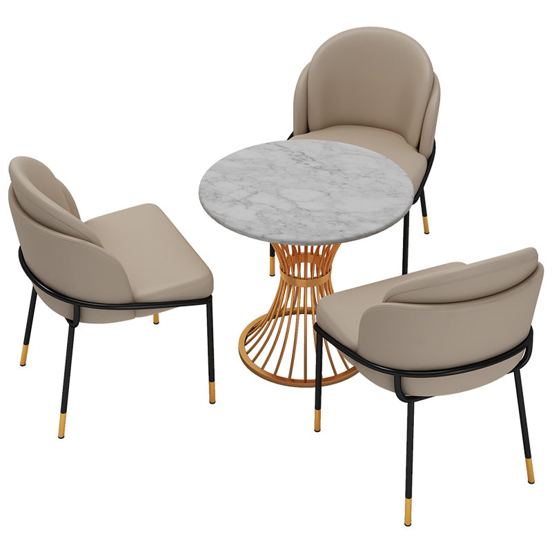 Modern Style Marble Dining Set Round 1/2/3/4/5 Pieces Dining Set for Home Use
