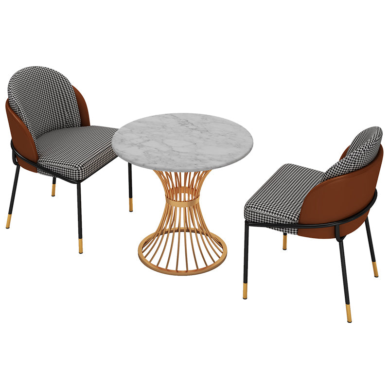 Modern Style Marble Dining Set Round 1/2/3/4/5 Pieces Dining Set for Home Use