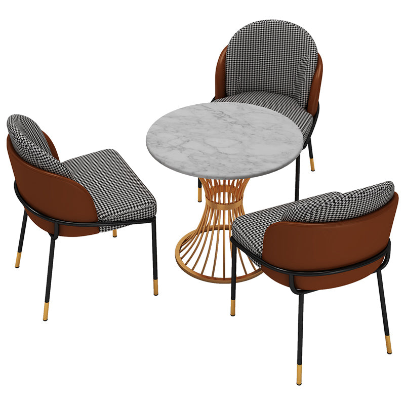 Modern Style Marble Dining Set Round 1/2/3/4/5 Pieces Dining Set for Home Use