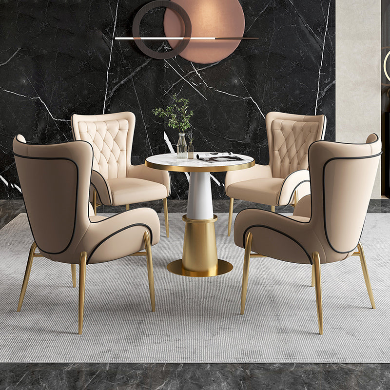 Modern Faux Marble Dining Set Round 1/5 Pieces Dining Set for Home Use