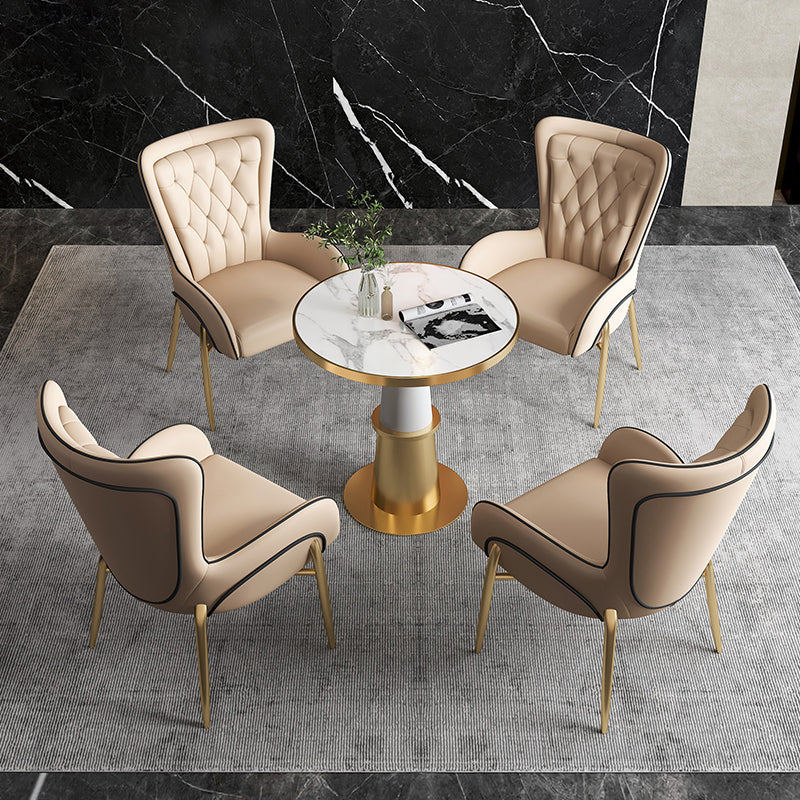 Modern Faux Marble Dining Set Round 1/5 Pieces Dining Set for Home Use