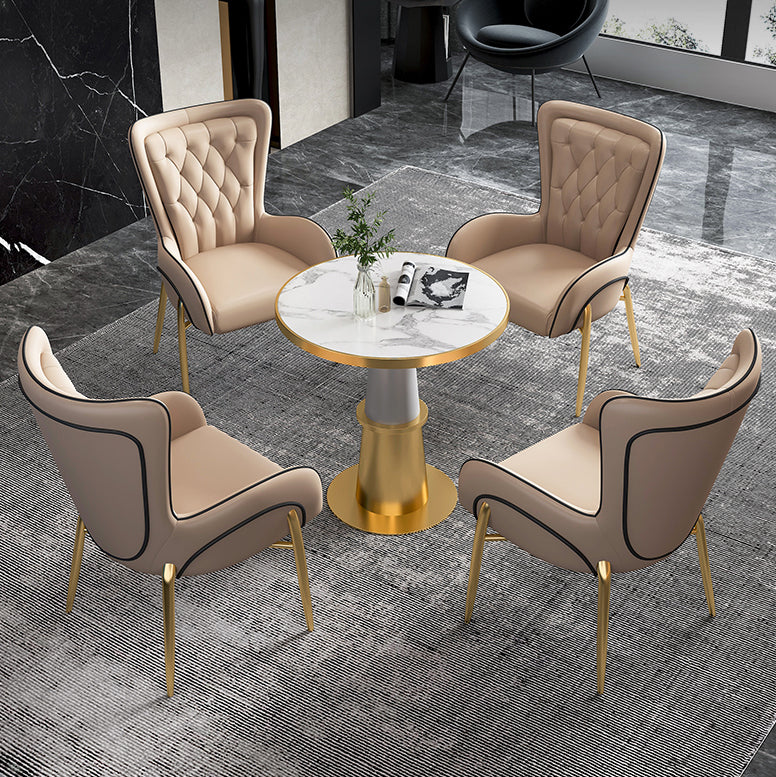 Modern Faux Marble Dining Set Round 1/5 Pieces Dining Set for Home Use