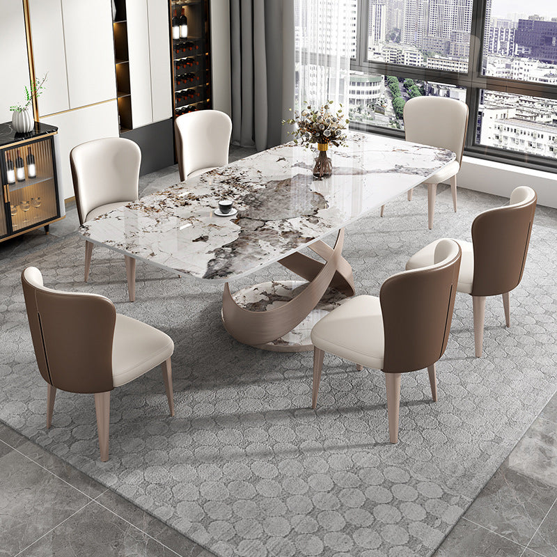 Contemporary Sintered Stone Dining Table Set Rectangle 1/2/5/7 Pieces Dining Set