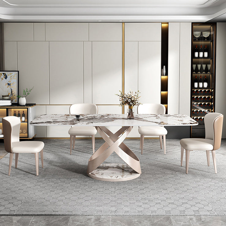 Contemporary Sintered Stone Dining Table Set Rectangle 1/2/5/7 Pieces Dining Set