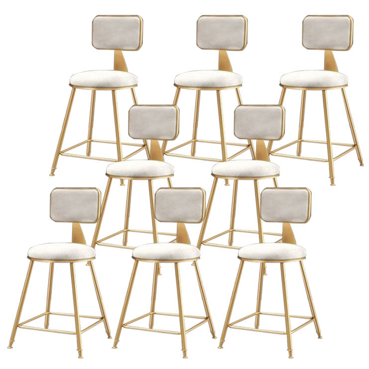 Glam Metal Stool Velvet Low Back Stool with Footrest in Matte Finish