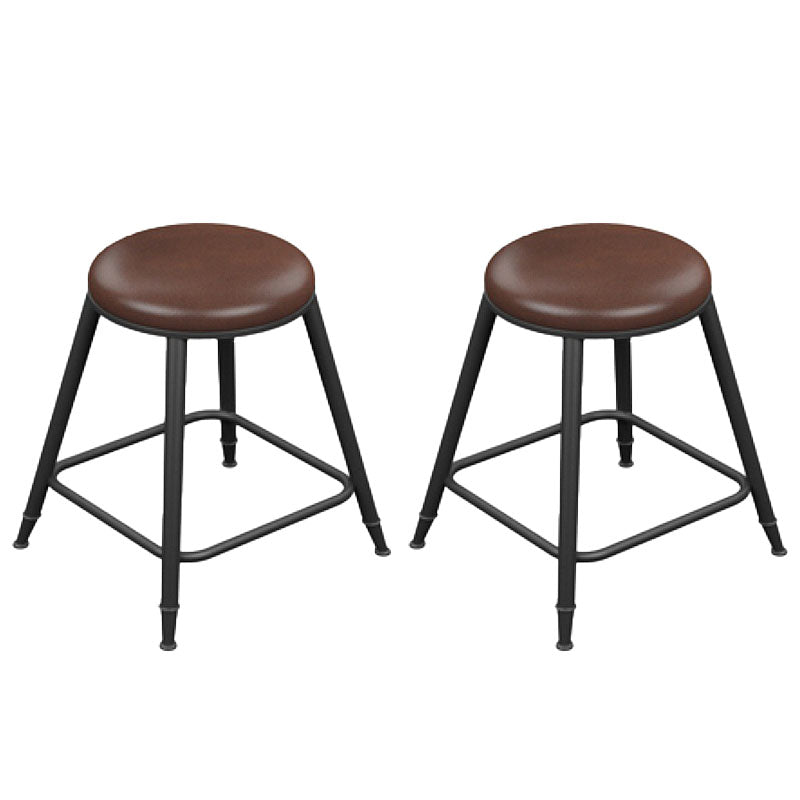 Glam Metal Stool Velvet Low Back Stool with Footrest in Matte Finish