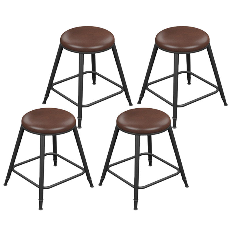 Glam Metal Stool Velvet Low Back Stool with Footrest in Matte Finish