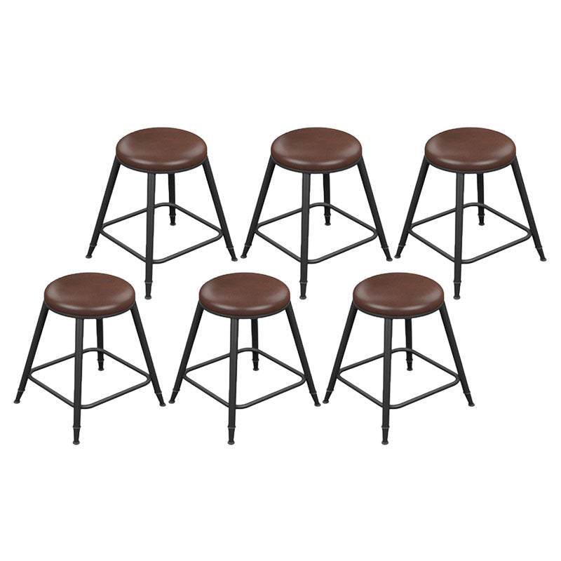 Glam Metal Stool Velvet Low Back Stool with Footrest in Matte Finish