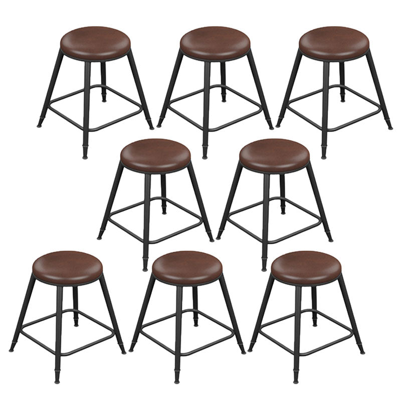 Glam Metal Stool Velvet Low Back Stool with Footrest in Matte Finish