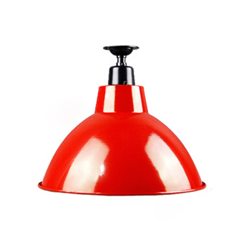 Vintage Style Domed Semi Flush Mount Lighting 1 Glühbirne Metallic Deckenleuchte in Rot für Restaurant