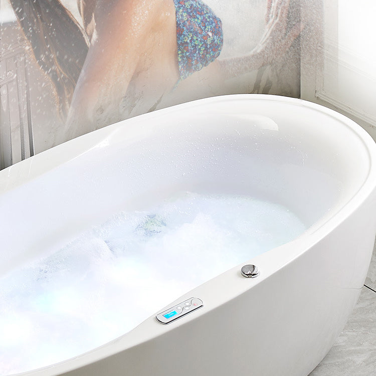 Modern Oval Acrylic Bathtub Hotel Freestanding Bath Tub in White