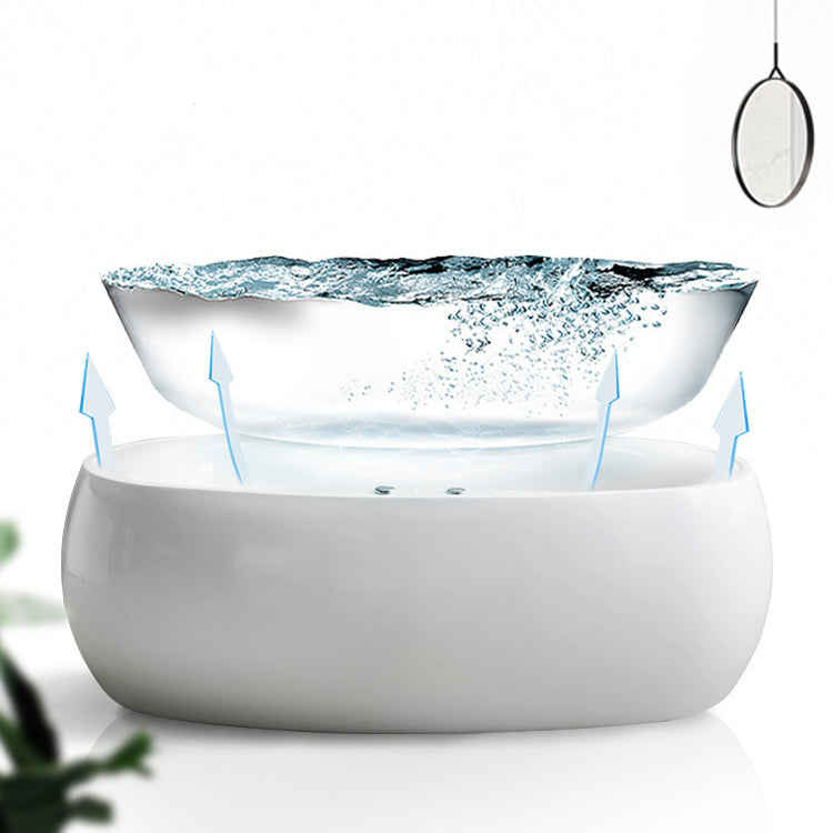 Modern Oval Acrylic Bathtub Hotel Freestanding Bath Tub in White