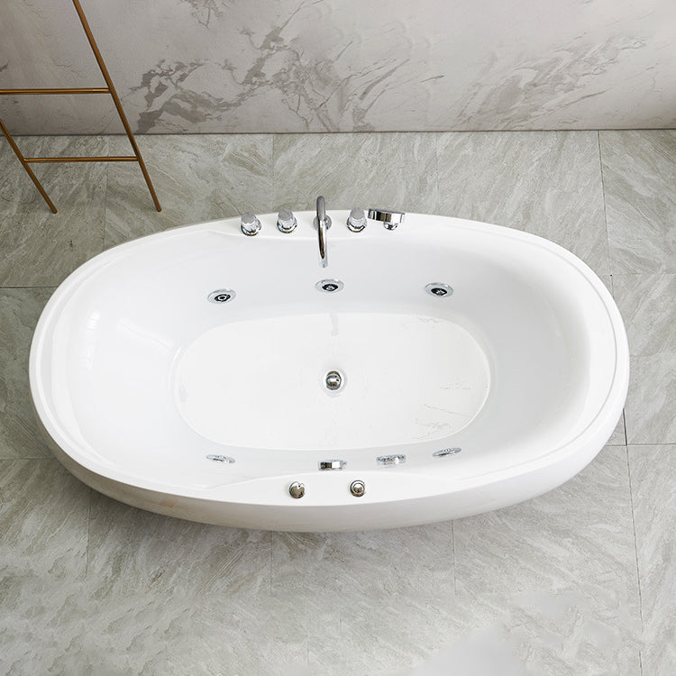 Modern Oval Acrylic Bathtub Hotel Freestanding Bath Tub in White