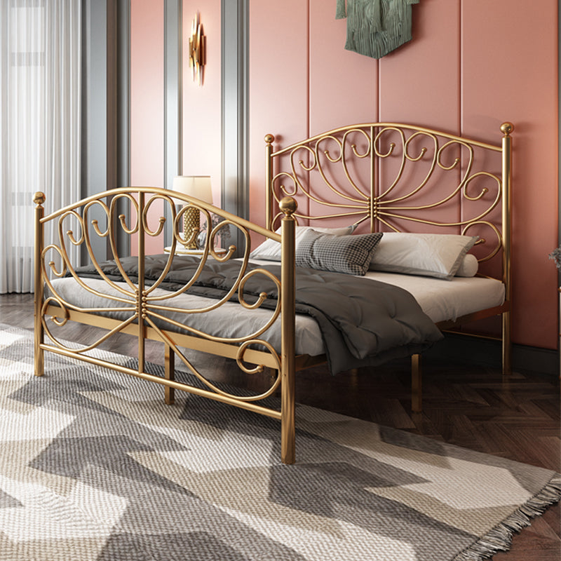 Metal Open-Frame Bed 45.27" High Wire-Grid Bed with Custom Gold Legs