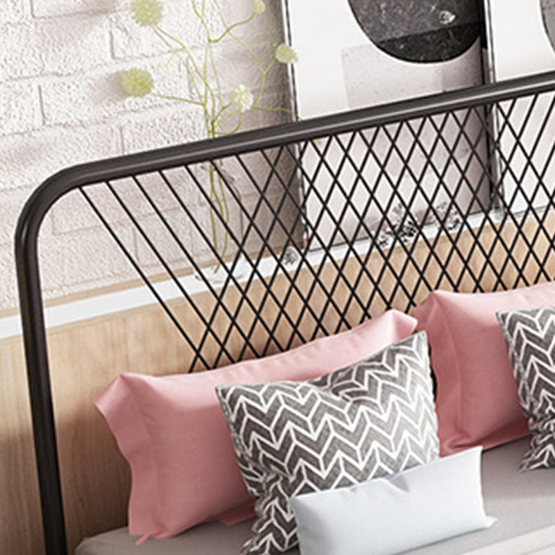 Contemporary Style Solid Color Bed Frame Metal Bed with Headboard