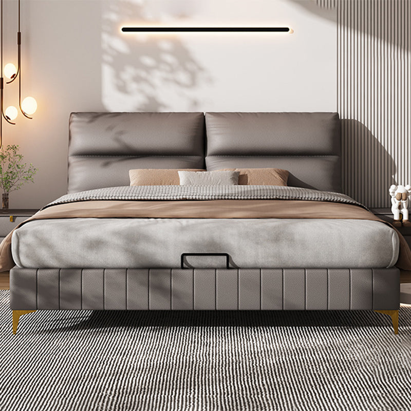 Modern Upholstered Headboard Rectangular Panel Solid Wood Bed Frame
