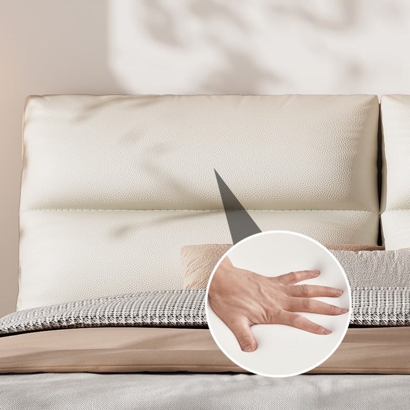 Modern Upholstered Headboard Rectangular Panel Solid Wood Bed Frame