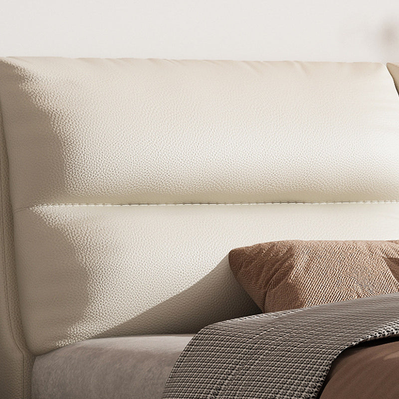 Modern Upholstered Headboard Rectangular Panel Solid Wood Bed Frame