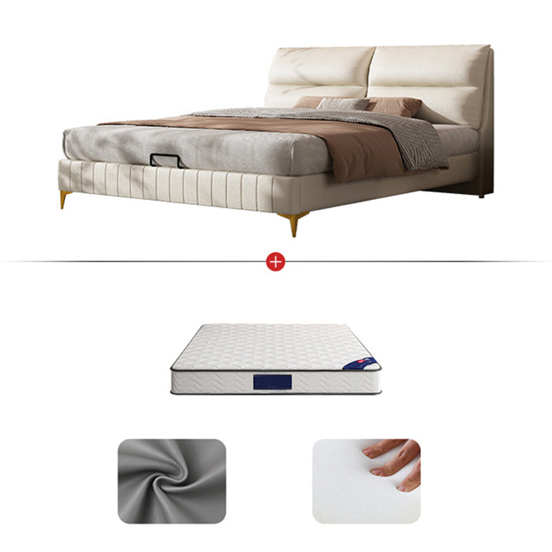 Modern Upholstered Headboard Rectangular Panel Solid Wood Bed Frame