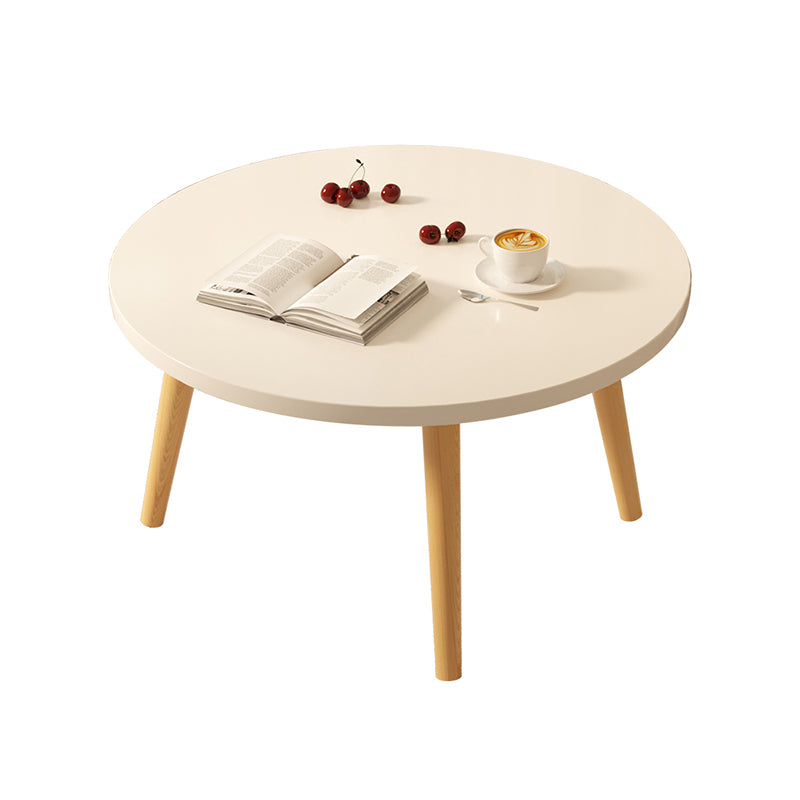 19.7" H Round Wood Cocktail Table Modern 3 Legs Coffee Table