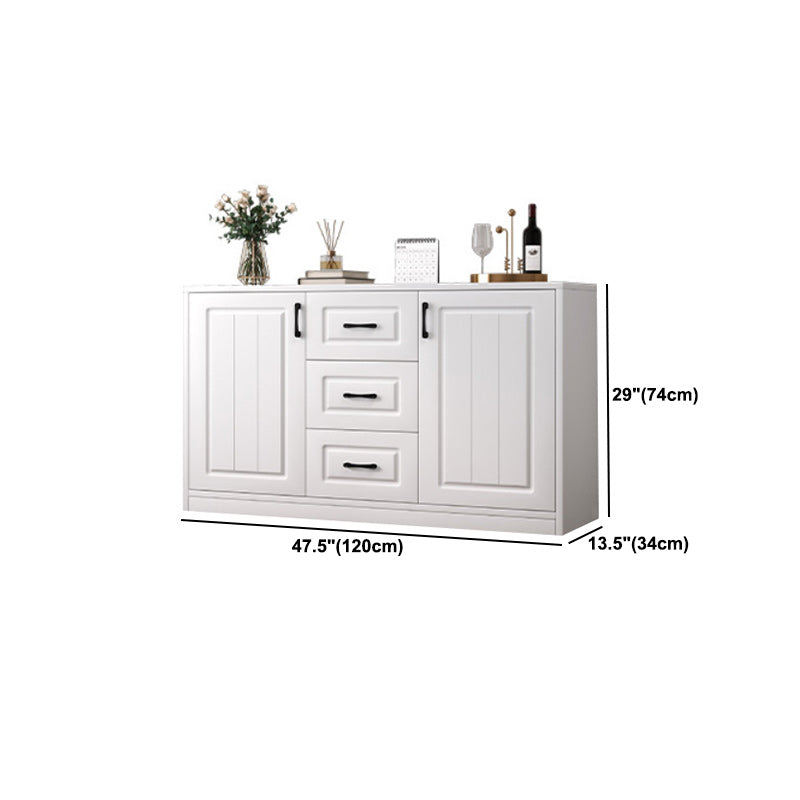 Contemporary White Wooden Accent Cabinet with Doors and Drawers