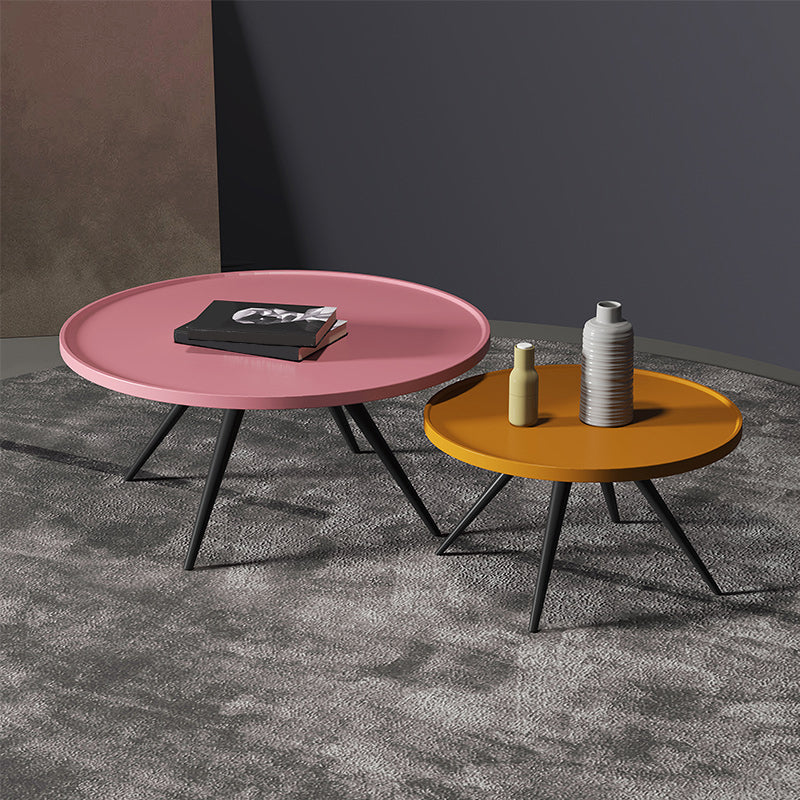 Pine Wood 4 Legs Coffee Table Modernism Round Tray Table Cocktail Table