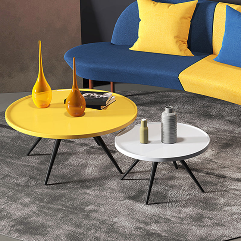 Pine Wood 4 Legs Coffee Table Modernism Round Tray Table Cocktail Table