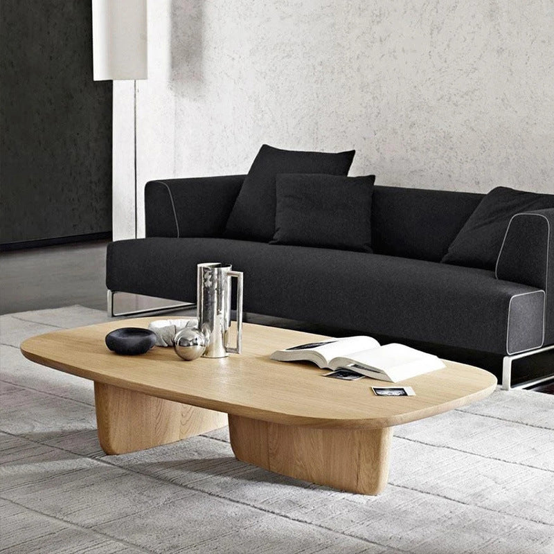Scandinavian Solid Wood Coffee Table with 2 Legs and Rectangle Top