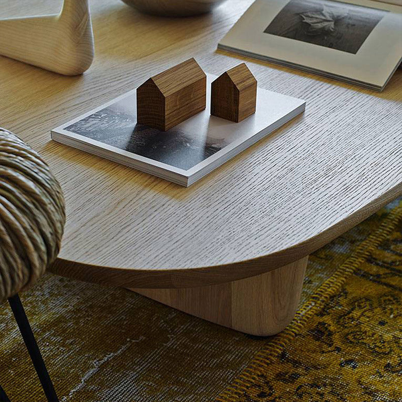 Scandinavian Solid Wood Coffee Table with 2 Legs and Rectangle Top