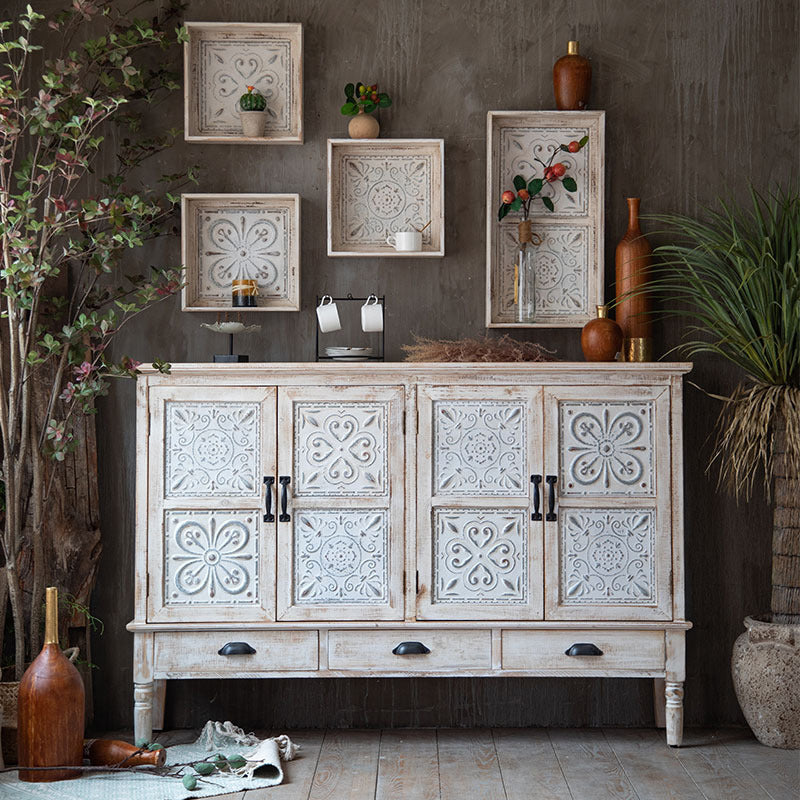 Industrial Accent Cabinet with Legs and Wooden Shelf Distressed Wood Cabinet