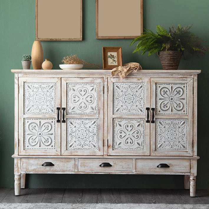 Industrial Accent Cabinet with Legs and Wooden Shelf Distressed Wood Cabinet