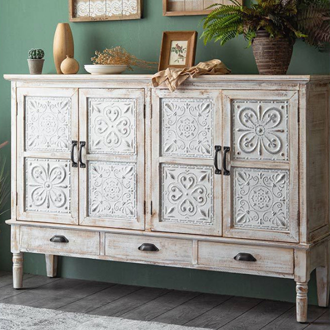 Industrial Accent Cabinet with Legs and Wooden Shelf Distressed Wood Cabinet