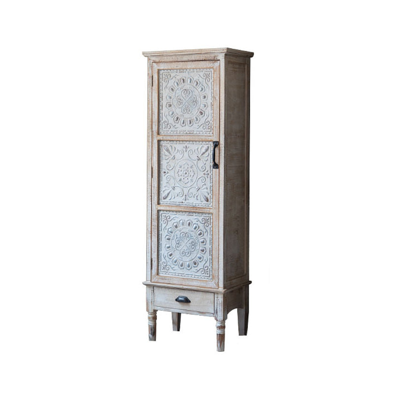Industrial Accent Cabinet with Legs and Wooden Shelf Distressed Wood Cabinet