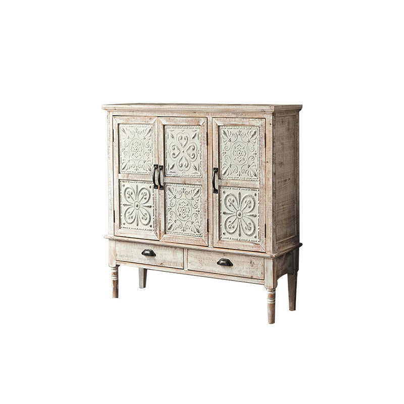 Industrial Accent Cabinet with Legs and Wooden Shelf Distressed Wood Cabinet